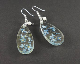Gift|For|Girlfriend Forget me not Blue drop earrings Flower earrings Gift|For|Women Crystal earrings Dainty earrings Chandelier earrings