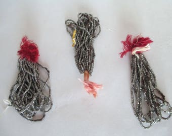 Antique Metal Beads - Vintage Beads - Very small--Very Old - Three sets. Rare!