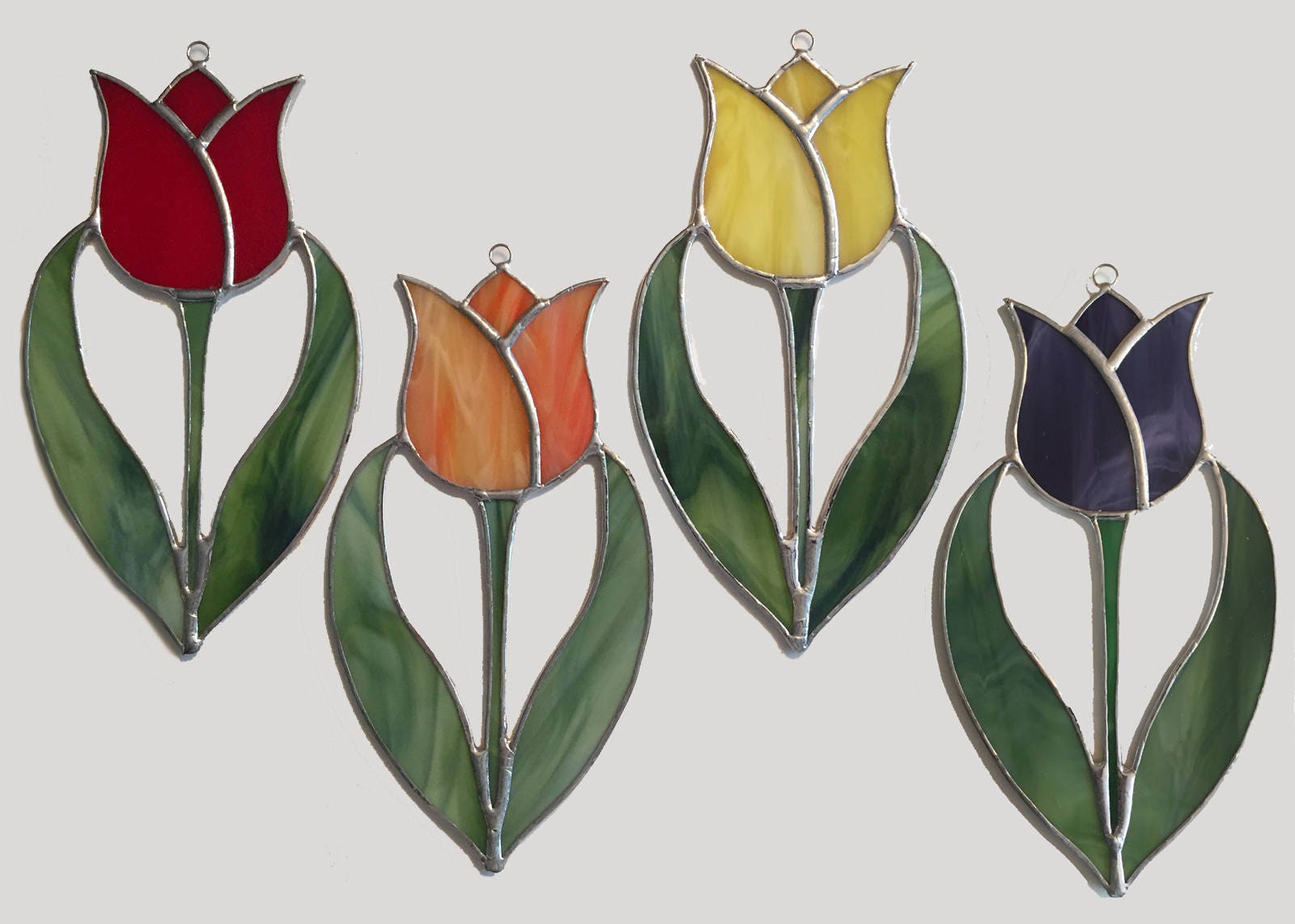 Handmade Stained Glass Tulip Suncatcher