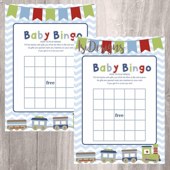 Baby shower printable bingo game train baby bingo cards