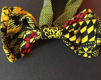 Noeud Papillon double en tissu africain wax imprimé motifs liberty scratch ethnique original fantaisie