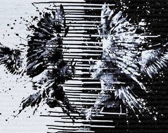 Modern painting of two owls