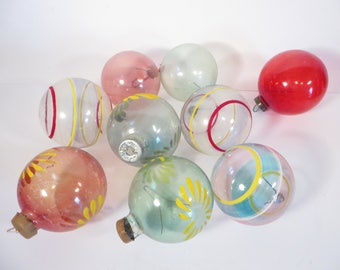 Set of 9 Clear Glass Unsilvered Christmas Ornaments - Clear Glass Christmas Ornaments
