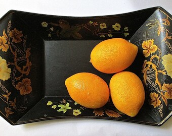 Hand Painted Elegant Harvest Vintage Tole Tray