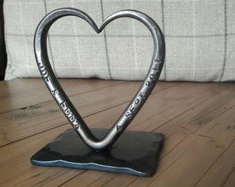 A Personalized Steel Love Heart T Lights~ 11th Wedding Anniversary ~ Blacksmith Made~ ~Dad~ Birthday~ Iron Wedding Favour~ him her~Love Gift