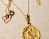 Necklace - Saint Mary Magdalene 18K Gold Medal - 20mm + 18 inch 18K Gold Vermeil Italian Chain