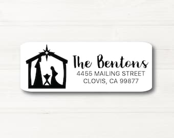 Nativity, Christmas, Return Address Label, Personalized, MATTE, Holiday, Manger
