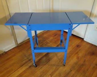 Vintage Industrial Typewriter Table, Metal Rolling Table, Rolling Cart, FREE SHIPPING