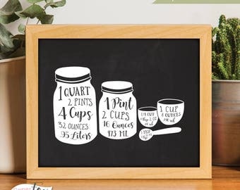 Farmhouse Sign, Measurement Poster, Rustic Home Decor, Measurement Conversion, Farmhouse Print, Kitchen Signs, Art for Kitchen, Printable