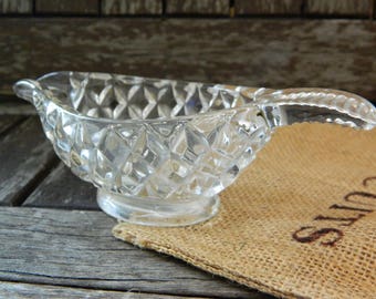 Vintage Cut Glass Small Sauce Dish/Gravy Boat