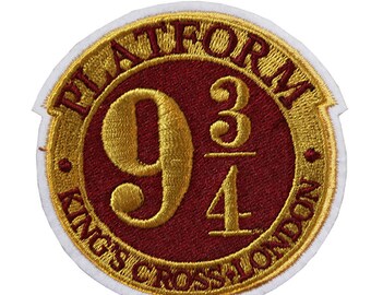 Hogwarts Kingscross PLATFORM 9 3/4 Iron on / sew on Embroidery Patch Badge Embroidered harry potter deathly hallows triangle Applique Motif