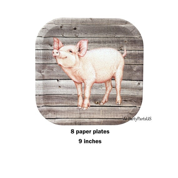 pig plates, farm birthday party paper plates, barn wedding, piglet ... pig plates, farm birthday party paper plates, barn wedding, piglet ...