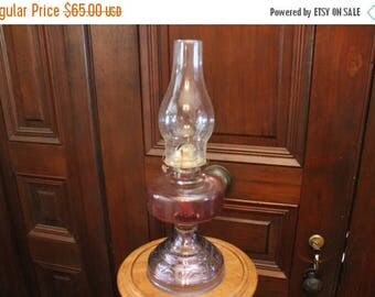 SALE Vintage Amethyst Purple Glass Oil Lamp