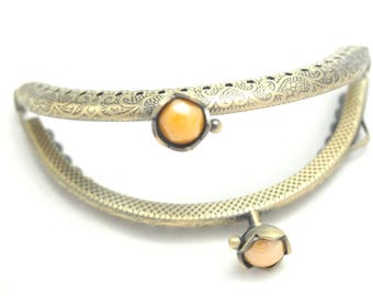 Metal frame purse in metal bronze and yellow 8 8x6cm