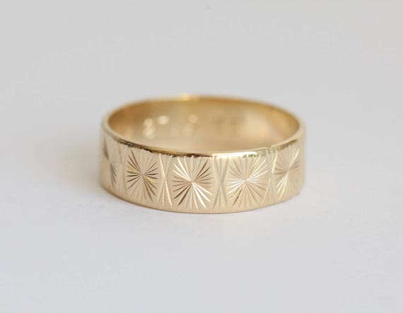 Textured Ring Solid Gold Band Ring Solid Gold Ring Gold