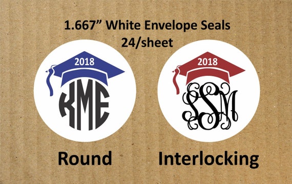 Graduation Envelope Seals 24 Seals 1.667 Round White
