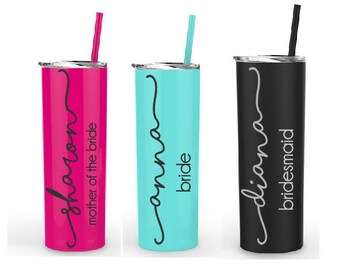 Set of 6- Stainless Steel Tumblers, Engraved Tumblers, Bridesmaid Gift Set, Flower Girl Tumbler, Bridesmaid Tumbler Set, Personalized Cups