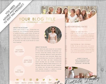 Media Kit Template For Bloggers & Entrepreneurs - Design #4 - INSTANT DOWNLOAD - Layered .PSD Files