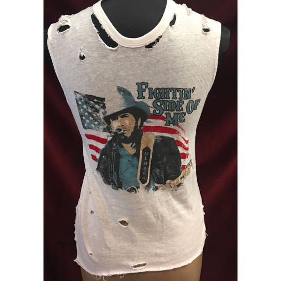 Custom Distressed Super Thin & Soft Merle Haggard Fightin' Side Tshirt
