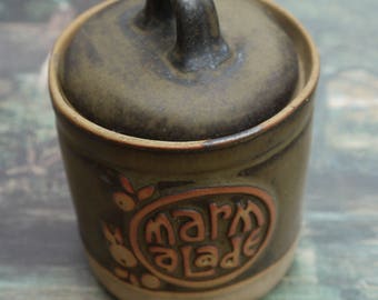 Tremar pottery Vintage preserve pot. Marked Marmalade