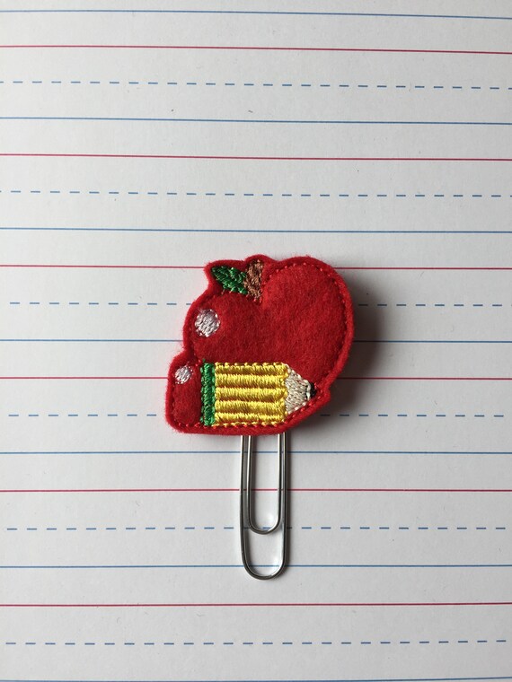 Apple With Pencil planner Clip/Planner Clip/Bookmark. Apple planner clip. pencil planner clip. School planner clip. Teacher planner clip