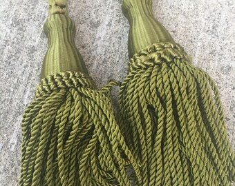 Lot of 10 Vintage drapery Tie Backs Tassels- Harvest Gold & Avocado Green