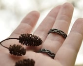 Scandinavian Braid rings, Gothic Black silver ring set, Viking wedding, pagan style jewelry, witch dark ring, forest engagement, for couple