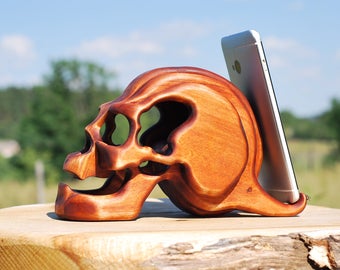 halloween wood skull gothic gifts witch goth skeleton pirate horror phone stand iphone halloween wood statues skull gothic phone witch gifts