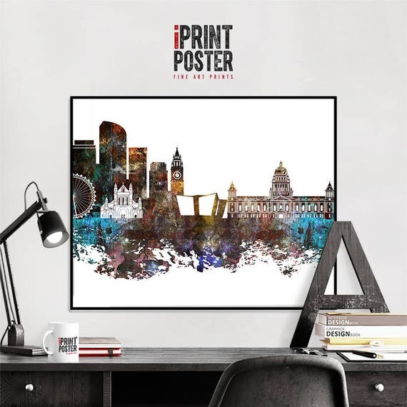 Belfast skyline poster Belfast abstract print Belfast