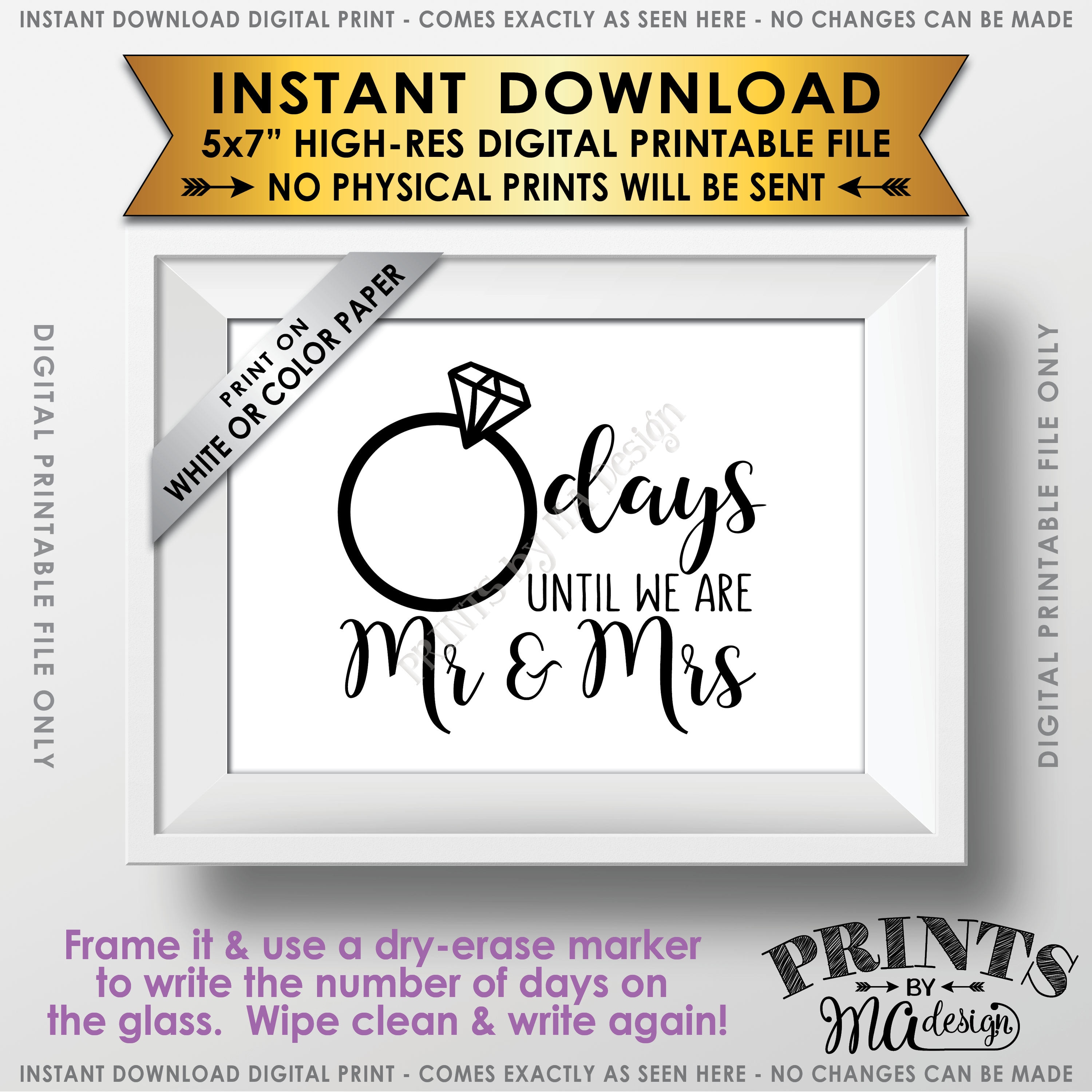 Wedding Countdown Sign, Countdown to Wedding Sign, Days until we are Mr