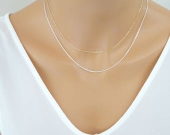Plain Chain Necklace, Fine Sterling silver chain, Thin cable chain necklace, Dainty Gold fill chain necklace, Rose gold Replacement chain