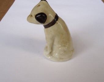 vintage nipper dog salt and pepper shaker ceramic,rca nipper dog figuring,phonograph advertising