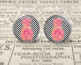 Chanel Inspired Monogram Glass Stud Earrings, Monogrammed Jewelry, Personalized Earrings, Initial Earrings, Preppy Glass Stud Earrings