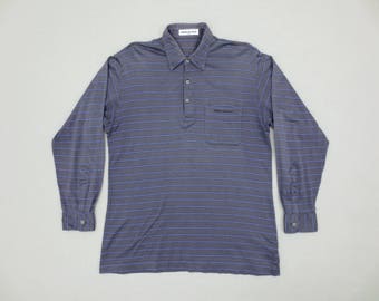 Balmain Shirt Vintage Balmain Casual Shirt Pierre Balmain Paris Striped Polo Shirt Mens Size S/M