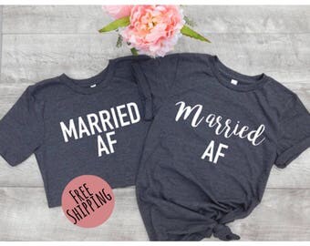 married AF shirts, wifey hubby shirts, honeymoon shirts, wifey t-shirt set, couples shirts, bride shirts, groom shirts free shipping