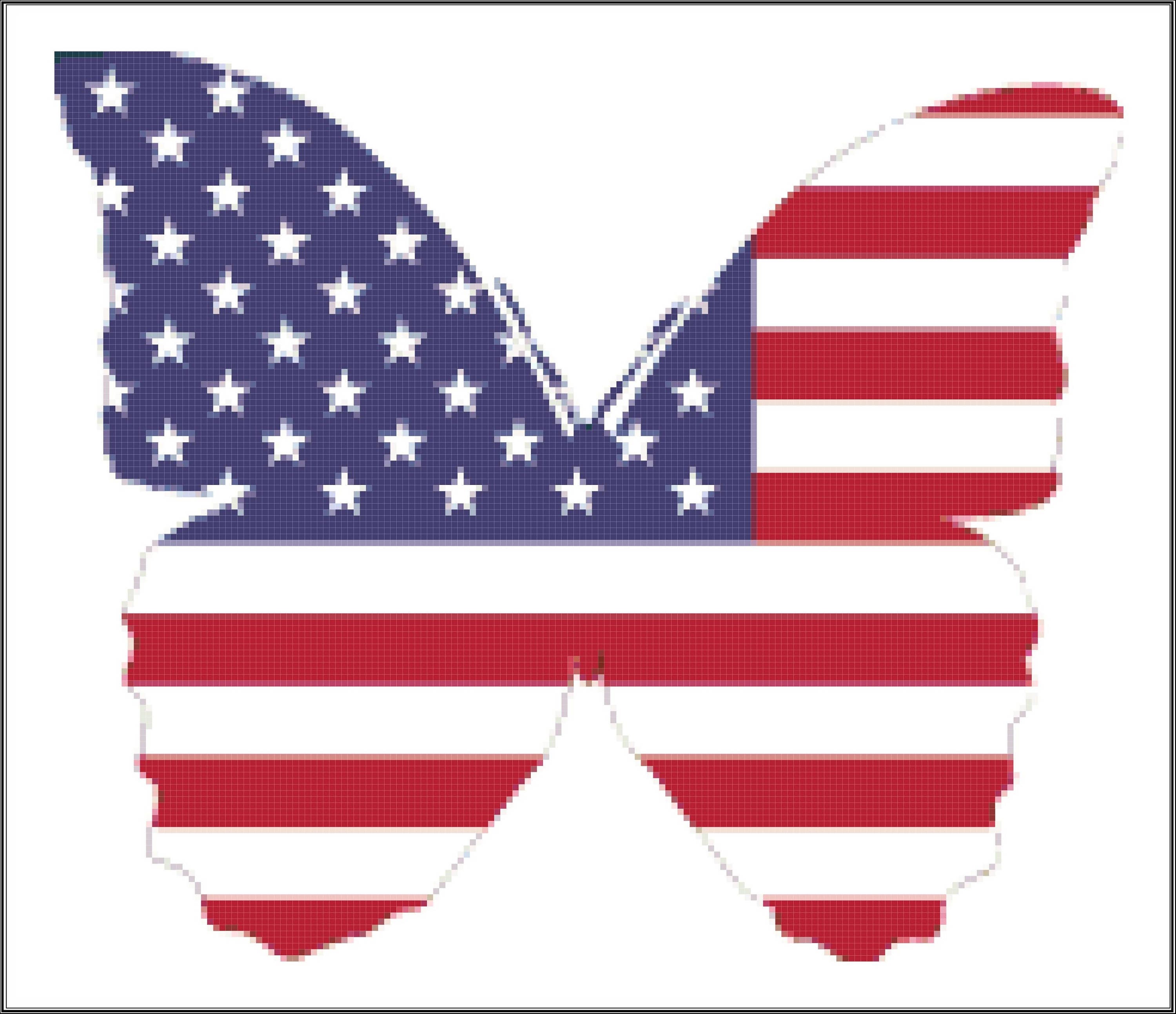 Download Patriotic Butterfly Cross Stitch PDF Needlework Pattern DIY