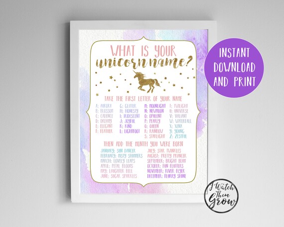 unicorn name game unicorn party game printable