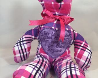 Custom Teddy bear, In loving memory, Memory Bear, Bereavement Bear, Grief Gift, Memorial Gift, Keepsake Bear, Remembering grandpa or grandma