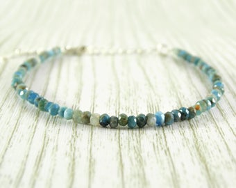 Gemstone bracelet larimar jewelry crystal bracelet delicate bracelet raw bracelet birthstone bracelet minimalist bracelet tiny bracelet gift