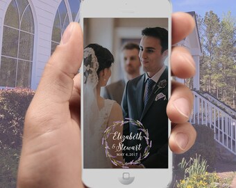 Floral Snapchat Filter - Lavendar Wreath - Custom Text, Names & Date - For your Wedding, Bridal Shower, Baby Shower or other event!
