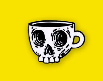 Coffee Skull Enamel Pin - Hard Enamel Lapel Pin