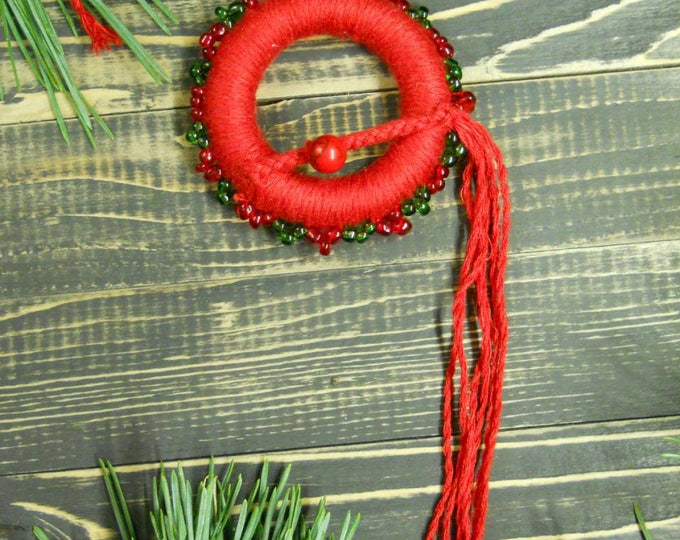 Dream Catcher Ornament red Boho Christmas Tree Holiday Gift for Friends Bohemian Christmas Ornament Set Christmas Decor Mini Dreamcatcher