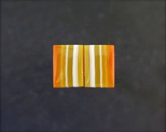 Designer Queensland Agate cabochon matched pair. 17x12x3.5mm