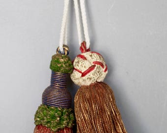 Resin Tassels - Two Vintage Drapery Tassels - Ceiling Fan Pull - Decorative Tassel - Christmas Ornament - Tassel Ornament - Assemblage Art