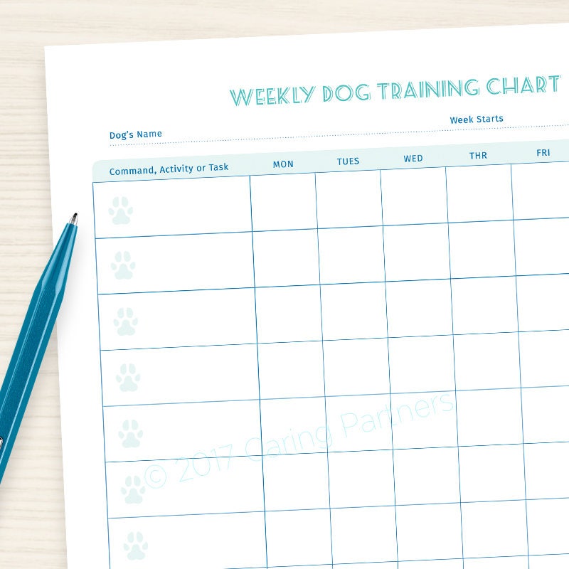 Dog Training Weekly Chart Printable PDF 7 Day Week