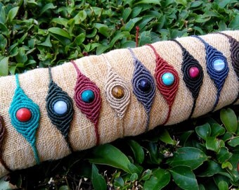 Boho macrame bracelet with gemstone, beaded bracelet, macrame stone, hippie bracelet, gemstone bracelet, boho jewelry, yoga bracelet