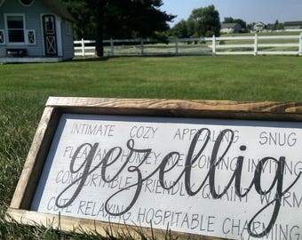 Gezellig - Dutch Wooden Sign Painted with Definition, Framed Wall Decor, home and living, Netherlands, Holland, Dutch Words, Dutch Phrasess,