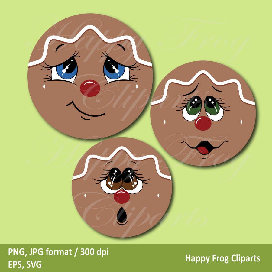 Download 24 Gingerbread Faces - HFC 017 - Gingerbread faces ...