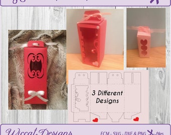 Template Gift box, Template wine box, with 3 different windows, gift box svg, Wine glass box, scanncut, paper template, fcm file, printable