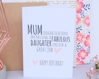 Mum Birthday Card | Fabulous Daughter | Mom Card | Mom Birthday Card | Card for Mum | Funny Mum Card | Birthday Card | Mum Gift | Mom Gift